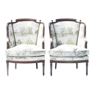 19th C. French Walnut Armchairs - a Pair For Sale