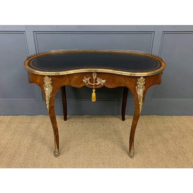 Victorian Kidney Shaped Rosewood Writing Table, 1870 For Sale - Image 16 of 16