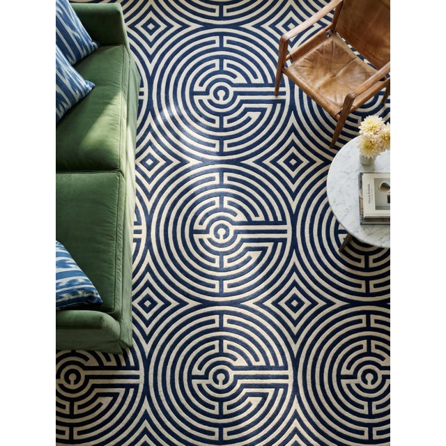 Contemporary Sample Lucca Maze Rug, Blueberyy Blue, 12x12 For Sale - Image 3 of 4