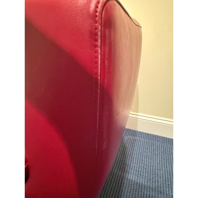 2000 - 2009 Pair of B&b Italia Tulip Chairs in Red Leather For Sale - Image 5 of 9