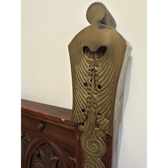 Large Antique Gothic Revival Carved Wood Overmantel Mirror For Sale - Image 6 of 8