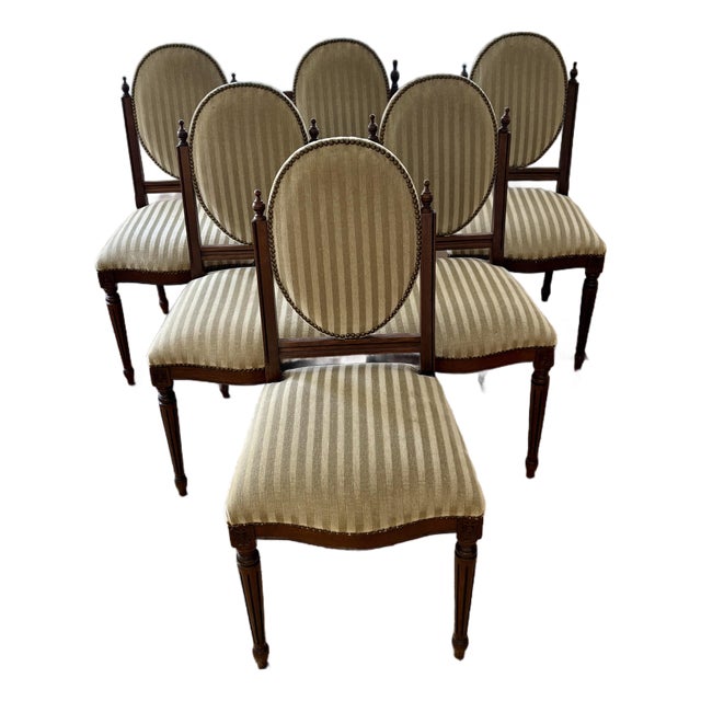 Vintage 1930’s Mohair Set of 6 Dining Chairs For Sale