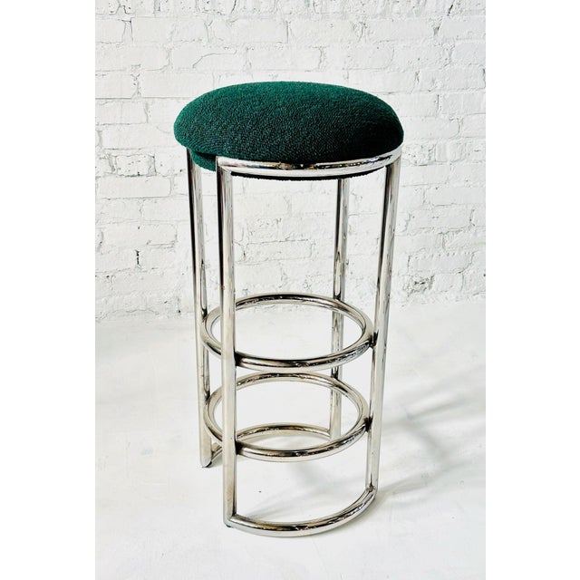 Art Deco Chrome and Boucle Chase Bar Stools For Sale In Chicago - Image 6 of 8