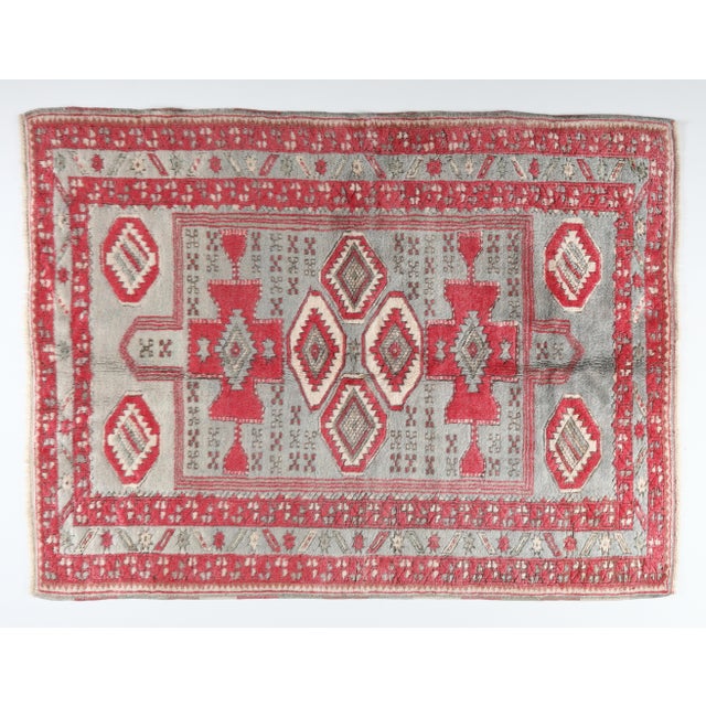 Boho Chic 1970s Handmade Wool Turkish Rug -4' 3'' X 5' 9'' For Sale - Image 3 of 13