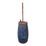 19Thc Original Blue Painted Butter Churn For Sale