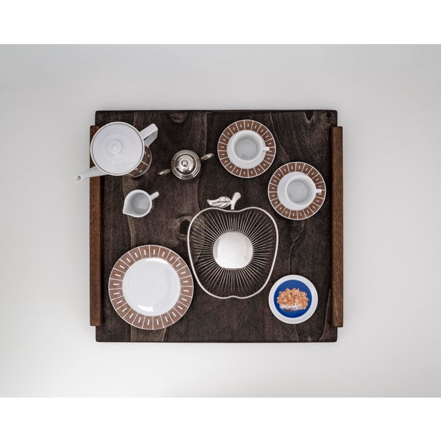 Mid-Century Modern Tête-À-Tête for Two on Wooden Tray by Victoria La Couronne for Fürstenberg, 1960s, Set of 14 For Sale - Image 14 of 15