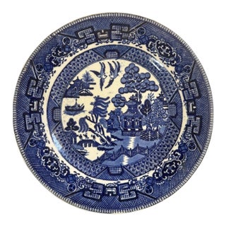 Antique Blue & White Staffordshire "Willow" Transferware Plate For Sale