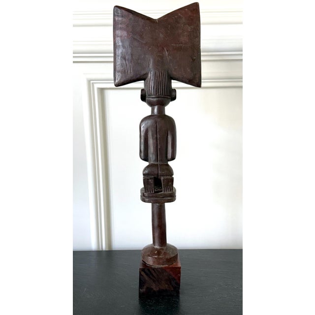 Late 20th Century African Carved Female Statue Yoruba Ose Sango Staff For Sale - Image 5 of 14