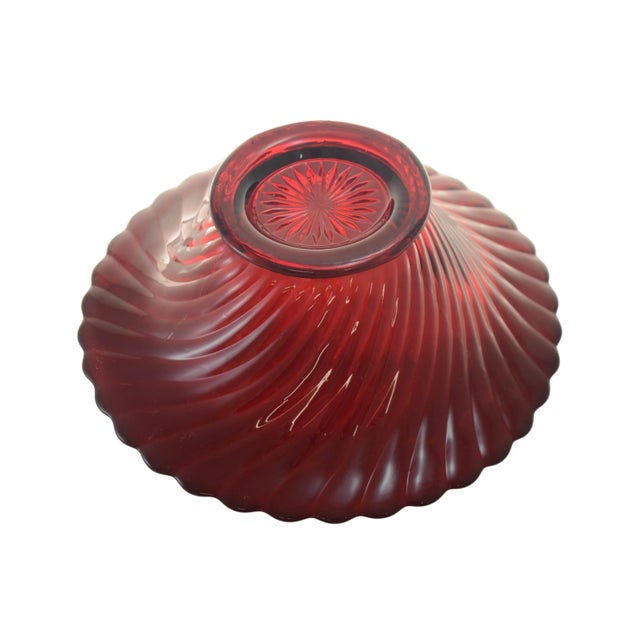 Traditional 1960s Traditional Ruby Red Glass Swirl Bowl For Sale - Image 3 of 4