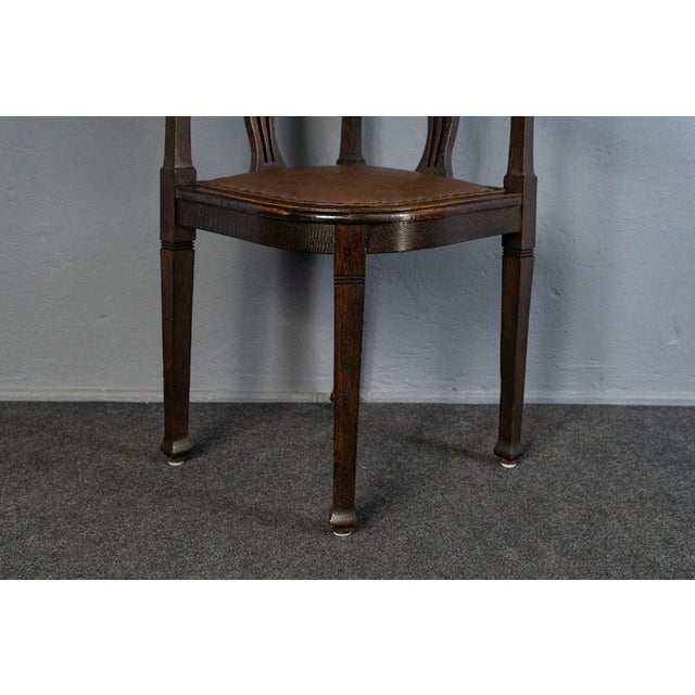 Brown Vintage Armchair in Leatherette and Oak For Sale - Image 8 of 13