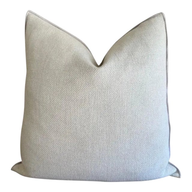 Fromentera French Linen Accent Pillow in Ciment With Down Insert For Sale