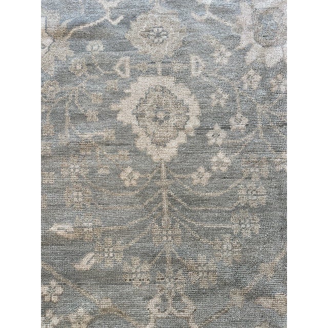Vintage Oushak Carpet, Oriental Rug, Handmade Green Grey, Ivory, Saffron For Sale - Image 14 of 18