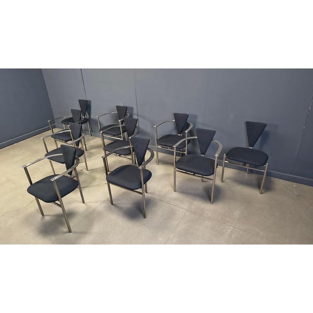 1980s Postmodern Dining Chairs from Belgochrom, 1980s, Set of 10 For Sale - Image 5 of 11