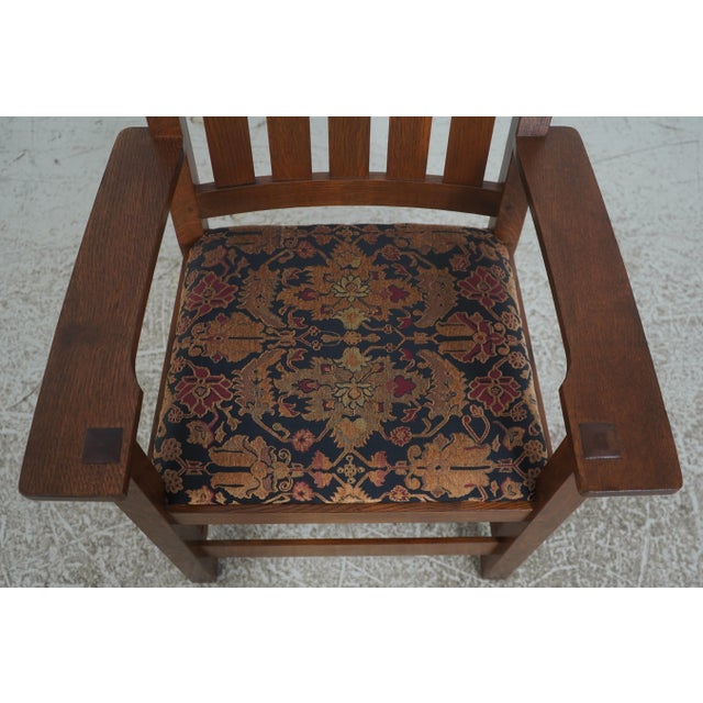 Pair of Stickley Mission Oak Arm Chairs For Sale - Image 9 of 18