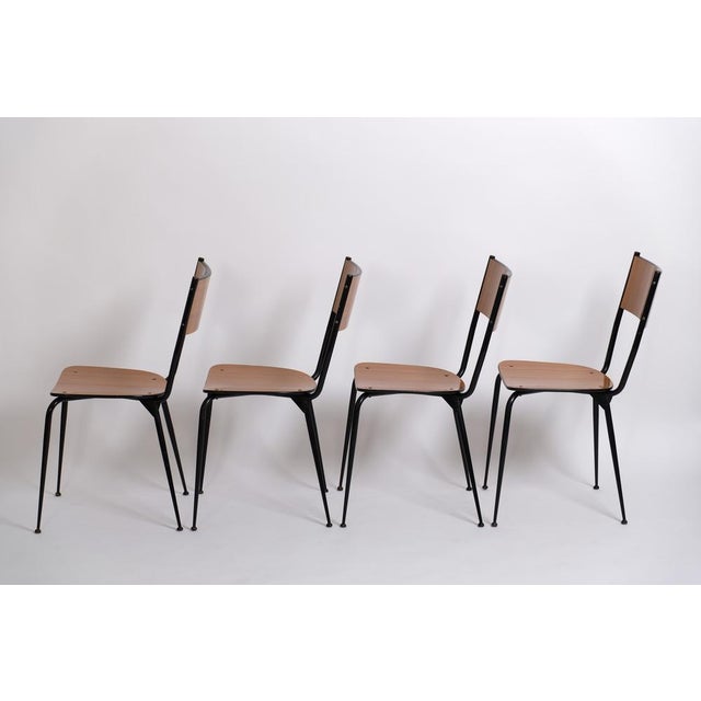 Black Mid-Century Modern Dining Chairs by Salvarani, Italy, 1950s, Set of 4 For Sale - Image 8 of 18
