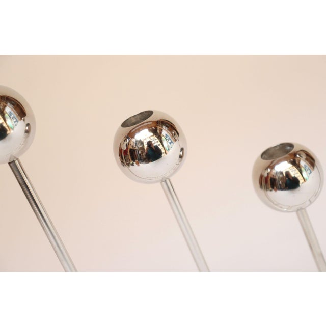 Set of Four Vintage Chrome Orb Candlesticks With Lucite Stems and Bases For Sale - Image 15 of 15