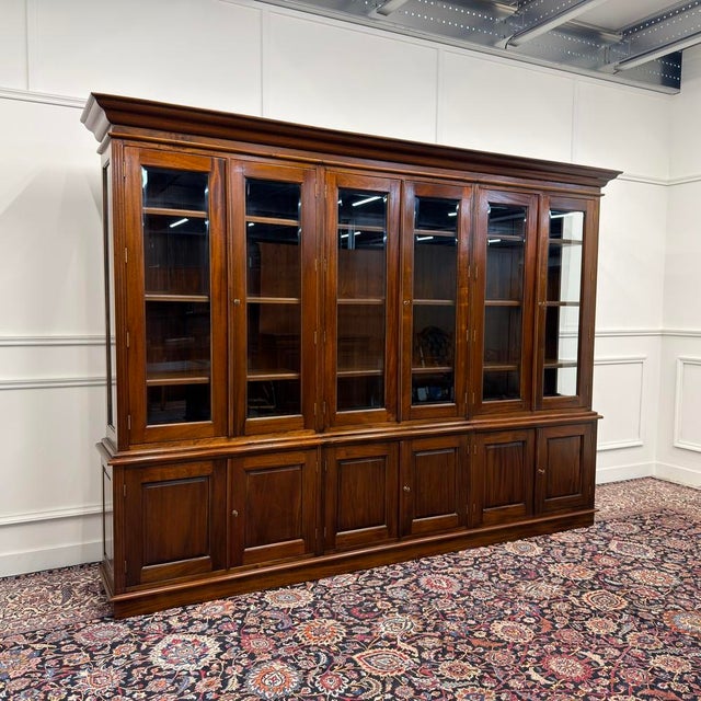 Large English Bookcase with Glass Doors For Sale - Image 3 of 18