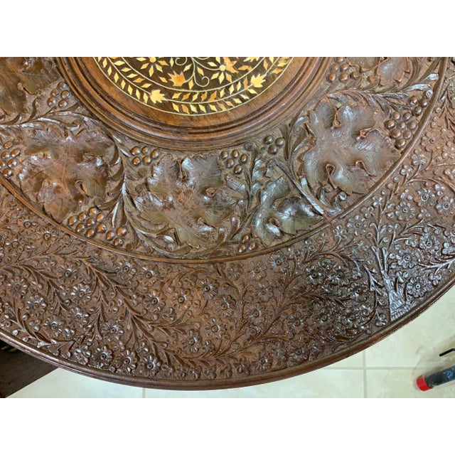 1960s Moorish Carved and Inlaid Teak Six Side Coffee Table For Sale - Image 11 of 12