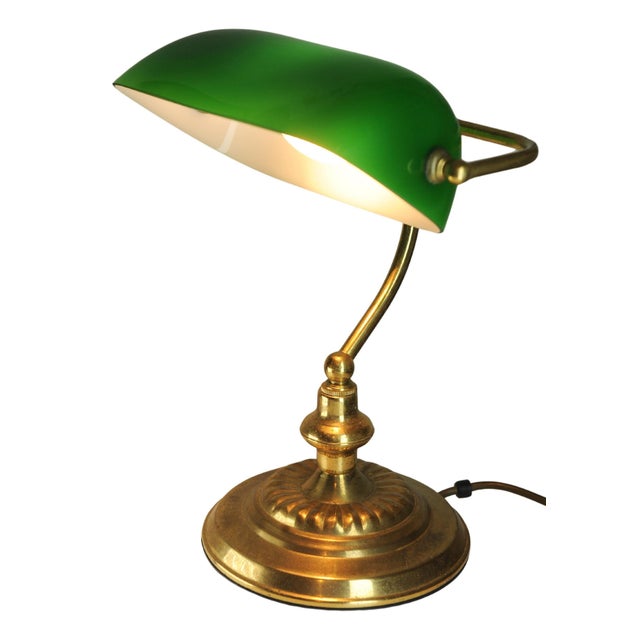 Victorian Student Desk Lamp with Racing Green Glass Shade and Switch For Sale - Image 11 of 14