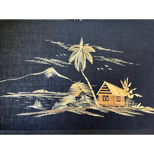 Folk Art Vintage Indonesian Wheat Straw Art Panels - Mid Century Balinese Folk Art 15" - Set of 10 For Sale - Image 3 of 11