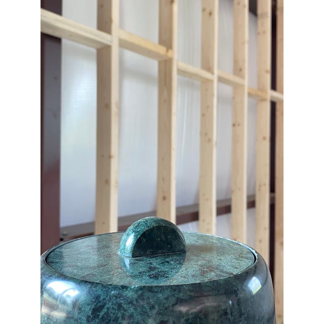 Georges Briard Green Marble Lidded Ice Vessel Bucket For Sale - Image 6 of 12