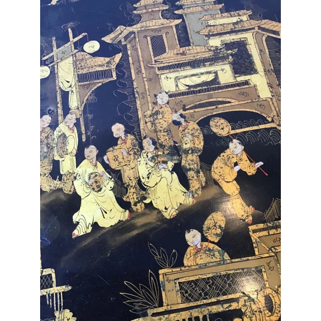 Black 1920s English Tray Table With Asian Motif For Sale - Image 8 of 12
