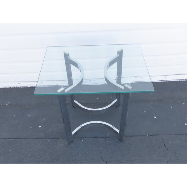 Hollywood Regency Mid Century Chrome Glass Top Side End Table 6421 For Sale In Miami - Image 6 of 8