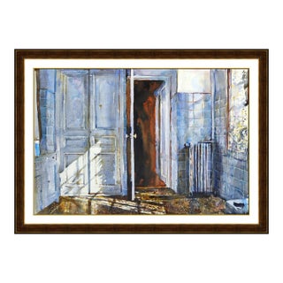 Mid 20th Century Blue Powder Room Painting, Shirl Goedike For Sale