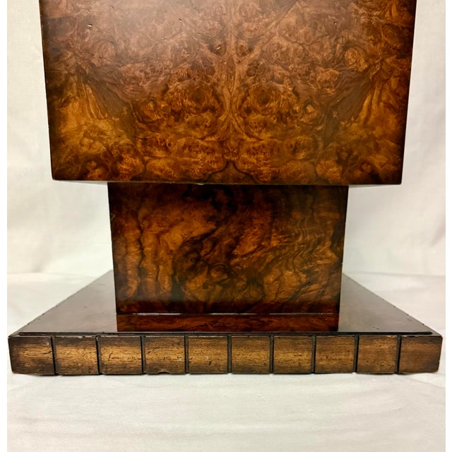 Wood Exquisite Monumental 46" Maitland-Smith Burl Wood "Skyscraper" Pedestal - 1980s Postmodern Art Deco Revival For Sale - Image 7 of 12
