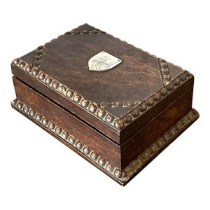 Vintage Monogrammed Carved Bead Trim Box