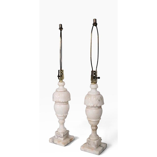 Stone Vintage Alabaster Table Lamps - a Pair For Sale - Image 7 of 13