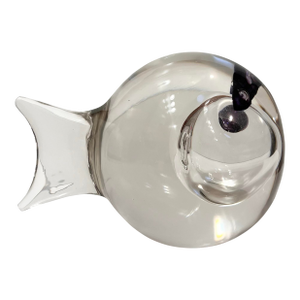 1960s Vintage Murano Attributed Glass Large Cenedese Fish with Purple Eyes