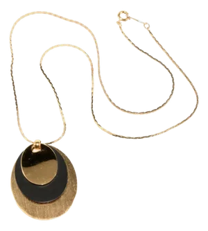 1970s Vintage Napier Gold-Plated Oval Pendant Necklace