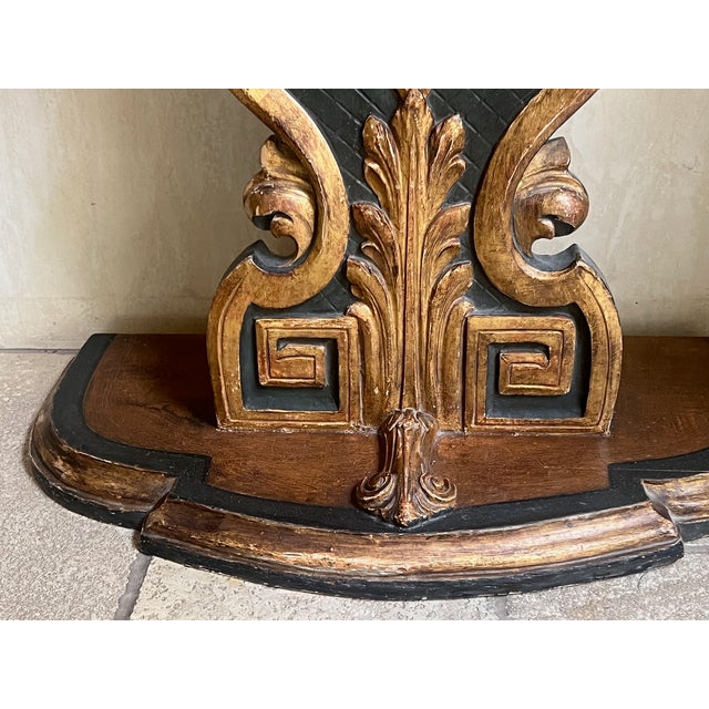 Wood Vintage Hand Painted Baroque Style Pedestal Console Table, C. 1960's For Sale - Image 7 of 17
