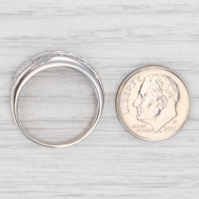 Silver 0.90ctw Diamond Anniversary Wedding Band 14k White Gold Size 8.5 For Sale - Image 8 of 8