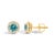 Contemporary 10K Yellow Gold Blue Aquamarine and 1/6 Cttw Diamond Halo Stud Earring For Sale - Image 3 of 5