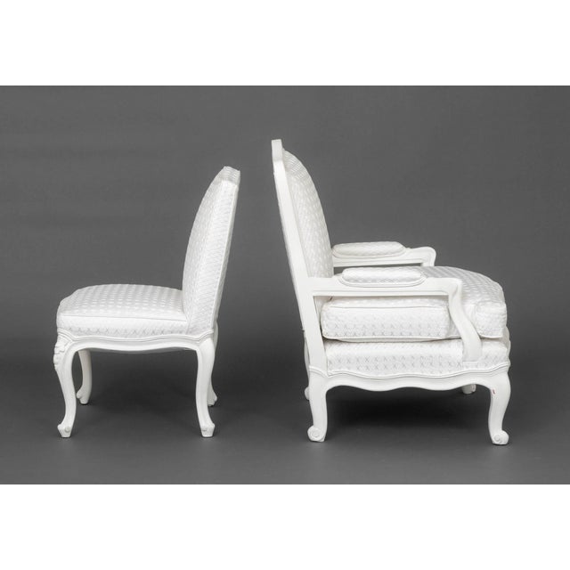 Wood Louis XV Style White Painted Chairs, 2 For Sale - Image 7 of 8