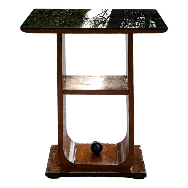 Vintage Coffee Table with Glass Top For Sale