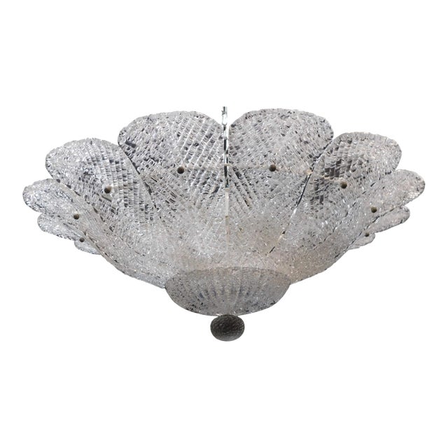 1960s Clear Graniglia Murano Leaves Flush Mount For Sale