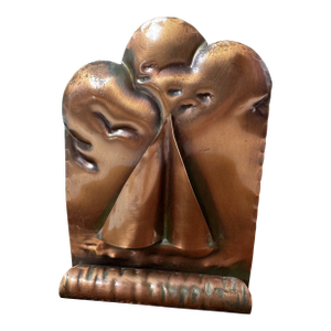 1970s Signed Gregorian Copper Sailboat Bookends American Made Nautical Decor Pair