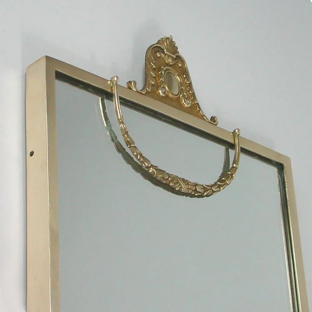 Italian Brass Wall Mirror, 1950s For Sale - Image 6 of 13