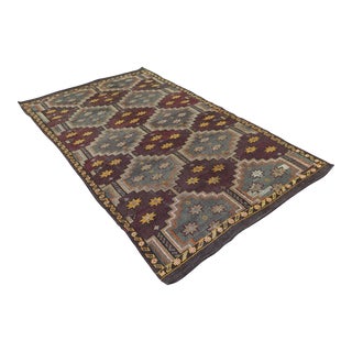 Large Vintage Turkish Kilim Rug Area Teppich Tapi - 79"x133" For Sale