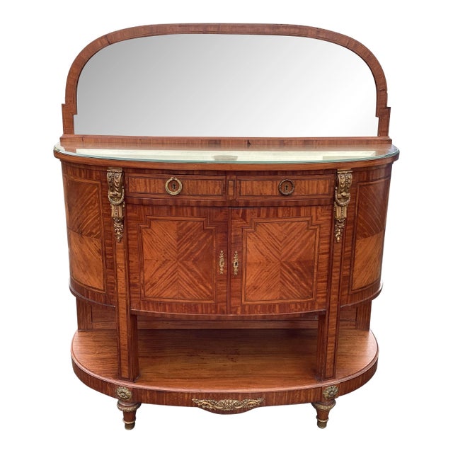 Louis XVI-style French Satinwood Sideboard W/ Oval Mirror For Sale