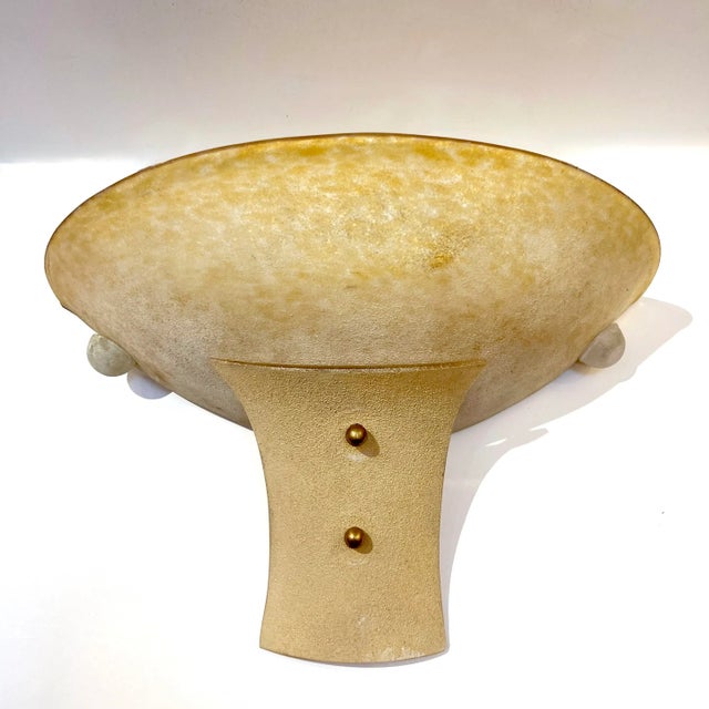 1940s Italian Pair of Art Deco Design Scavo Golden Murano Glass Sconces For Sale - Image 4 of 11