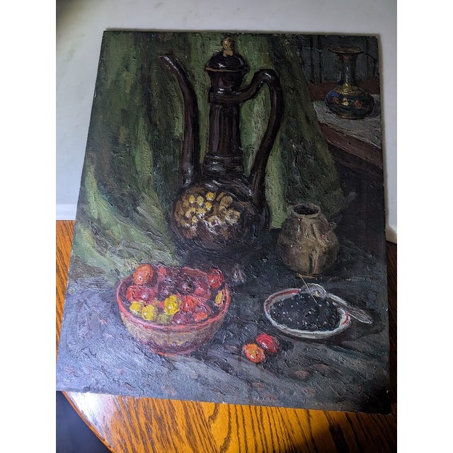 Vintage Mid-Century Still Life Currants Oil Painting by s.a. Hutorsky For Sale - Image 4 of 5