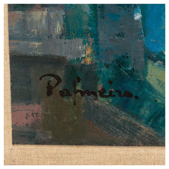 Signed and Framed Oil on Canvas Bridge View For Sale - Image 4 of 4