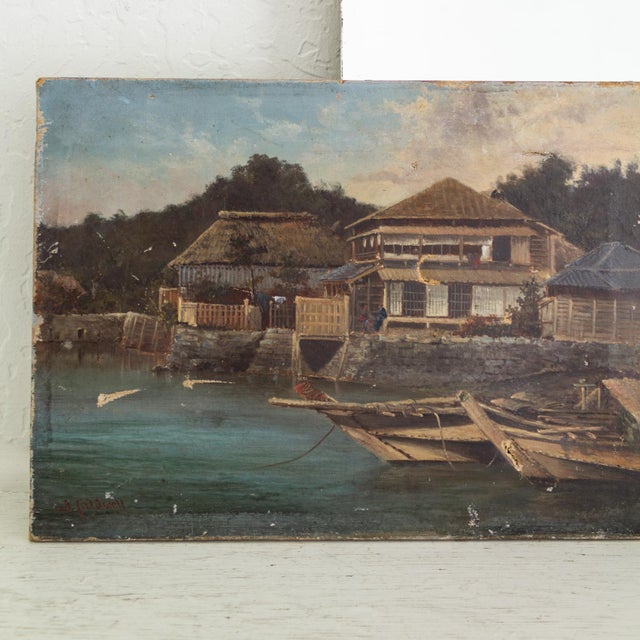 Realism 19th Century Coastal Painting of Kanazawa Japan by D Caldwell For Sale - Image 3 of 6