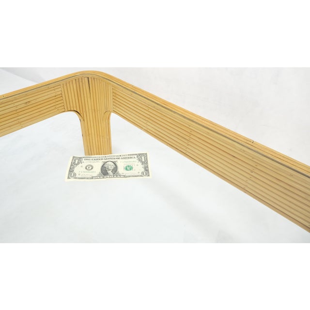 Blond Rattan Bamboo Rounded Corners Square Glass Top Coffee Table 1970's Frankl For Sale - Image 12 of 12