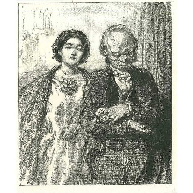 The companionship is an original lithograph on ivory-colored paper, realized by the French draftsman Paul Gavarni (after)...
