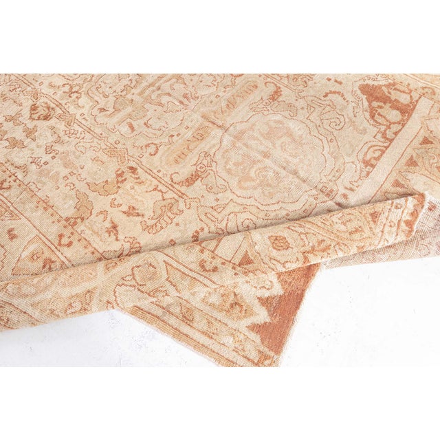 Authentic Indian Amritsar Beige, Brown Handmade Wool Rug For Sale In New York - Image 6 of 8